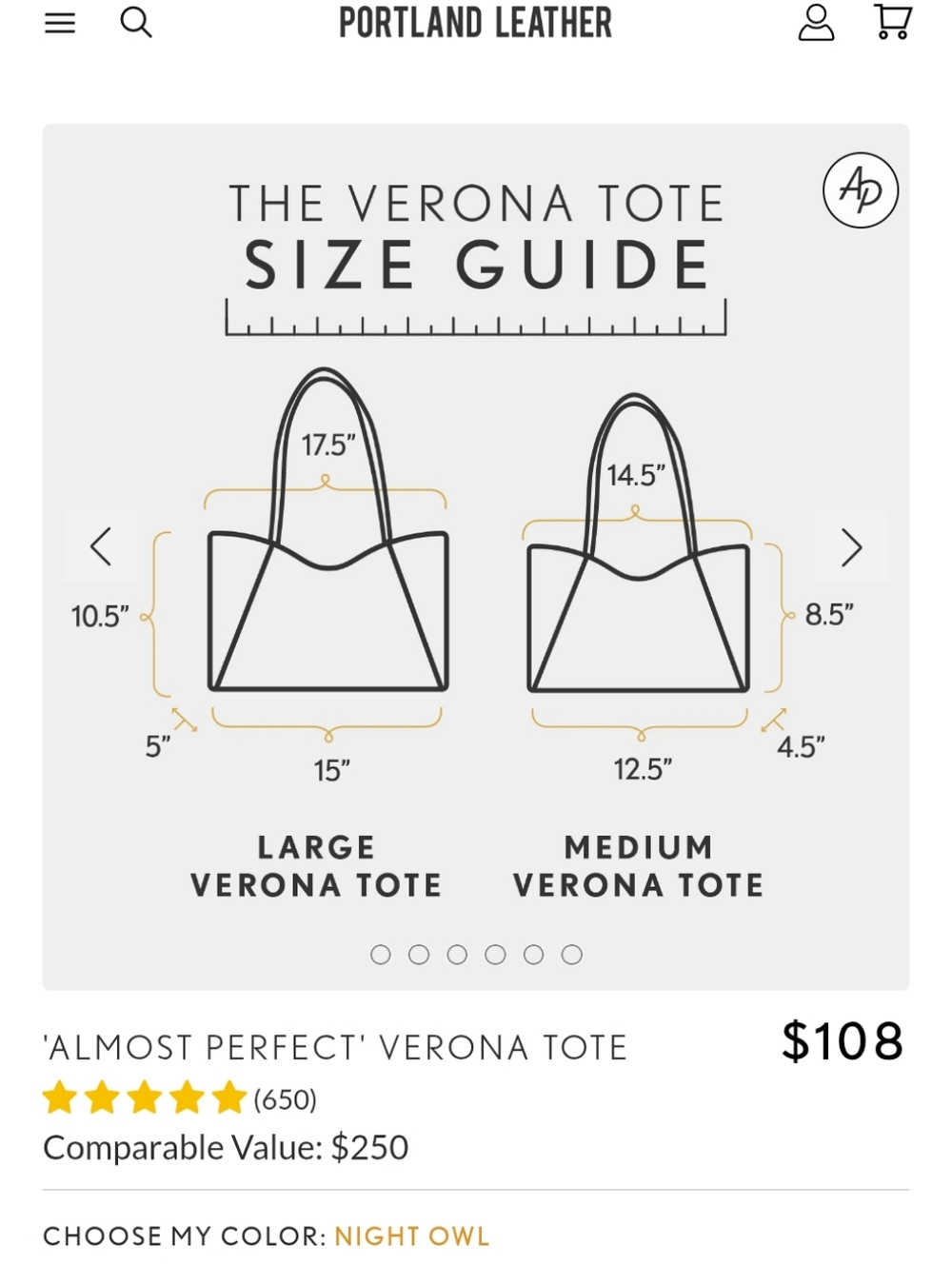 Portland Leather 'Almost Perfect' Verona Tote- M - Picture 8 of 12